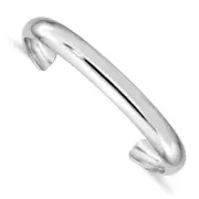 ,925 Sterling Silver Rhodium Plated Polished Dome Cuff Childs Bangle Kid Jewelry