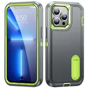 MCC Shockproof iPhone 15 Pro Case Cover Heavy Duty with Stand Apple 15Pro [Grey+Green]