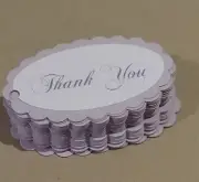 Hand made " Thank you" Lilac gift tags. double layered 'Thank you' Pk 25