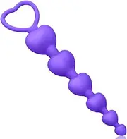 Beads Butt Plug Silicone 6 Heart Ball Chain Link with Safe Pull Ring Adult Sex Toy for Men Women Couple Play