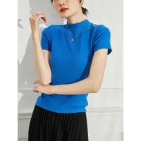 在飛比找ETMall東森購物網優惠-修身純色春夏圓領韓版短袖T恤