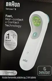 Braun Sensian 5 Forehead No Touch Thermometer - Position Check For Accurate