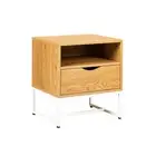 HomeStar Seashore Open Shelf Bedside Nightstand Side Table W/ 1-Drawer - Oak