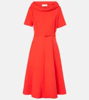[Oscar de la Renta] Oscar de la Renta Wool-blend midi dress AU 16 red
