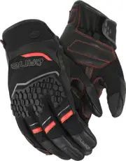 DANE Rorvig Mesh Motorcycle Gloves, black-red, Size L for Men Black Red