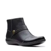 Clarks Ashland Pine Women's Casual Leather Boots, Black, sz 7W