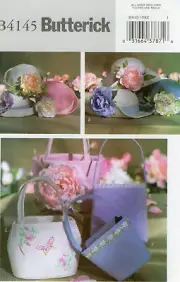 Butterick B4145 Girls' Lined Hats & Handbags, Purse UNCUT Sewing Pattern