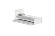 Oikiture Trundle Bed Frame Single Size Wooden White