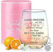 Friendship Gifts for Women Wine Glasses Drinking Personalised Birthday Gifts for Friend Girl Men Special Friend Gifts for Girlfriend Sister Leaving Best Friend for Colleague Stemless Wine Glass