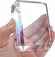 H&D HYALINE & DORA Clear Crystal Rectangular Paperweight Glass Block for Home Office Decor, Crystal Crafts Decor Heavy Functional for Reading and Learning