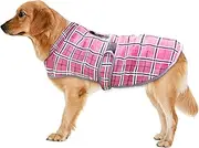 Winter Dog Coat Puppy Jacket Large Dogs Warm Vest Pet Clothes Apparel with Reflective Belt Harness Hole for Small Medium Large Dogs,Pink,Size L