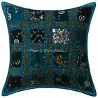 Bohemian Sofa Cushion Cover 40x40 cm Cotton Sequins Patchwork Indian Pillowcase
