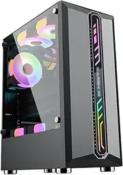 Mid-Tower Computer case ATX, Micro-ATX can Install 8 ARGB case Fans USB2.0-USB3.0-HD Audio, Tempered Glass Side Panel, Supports Water Cooling(Black)
