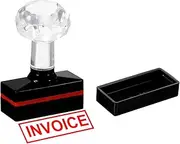 uxcell Invoice Stamp Self Inking, Red Ink Office Stamps Pre Inked Message Stamp Refillable Business Stamp, Black