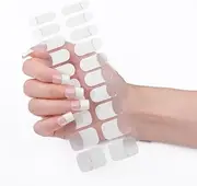 Semi Cured Gel Nail Strips, UV Gel Nail Foil White French Self-Adhesive Nail Stickers, Clear Base Gel Nail Tips Nail Wraps Kit, Adhesive Full Wrap Gel Nail Art Sticker, UV/LED Lamp Required, One Size