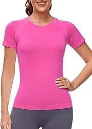 [MathCat] Workout Shirts for Women,Workout Tops for Women Short Sleeve,Seamless Yoga Athletic T Shirts,Breathable Gym Shirts