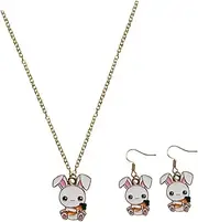 [OATIPHO] 3pcs Bunny Necklace Earrings Necklace Jewelry Earrings Necklace Bunny Necklace Bunny Jewelry Rabbit Earrings Alloy