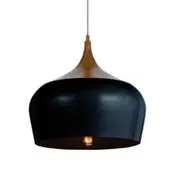 Polk 1 Light Pendant 300mm Oak & Black - POLK PE30-OK+BK