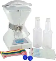 Little Snow Cone Machine Shaved Ice Maker with 6 Powder Sticks Syrup Mix Kit
