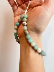 Natural Amazonite Stone Beaded Wrist Strap, Phone Strap, Camera Strap, Gift Idea
