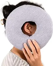 JDFHFGB 9" Piercing Pillow,O-Shaped Pillow with Ear Holes,Doughnut Pillow for Side Sleepers,Relieves Ear Pain & Inflammation, Post-Piercing Recovery Pillows for Cartilage/Helix(Grey)