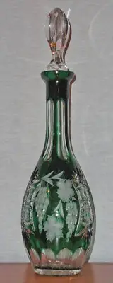 NACHTMANN DIAMOND CUT LEAD CRYSTAL LARGE DECANTER EMERALD GREEN NEW IN BOX