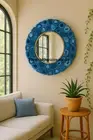 Blue agate stone wall mirror - unique geode pieces wall mirror patio room decor