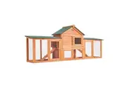 Rabbit Hutch Chicken Coop 204 x 45 x 85cm 2 Storey Cage Mansion