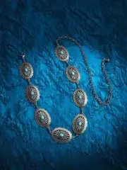 Western Equestrian Antique Silver CONCHO CHAIN BELT W/Turquoise