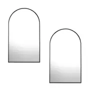 Oikiture Wall Mirrors 86x50cm Arched Black Set of 2 Home Decor