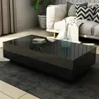 Extra Length 120cm Coffee Table Storage Shelf High Gloss Wooden 4 Drawers Black