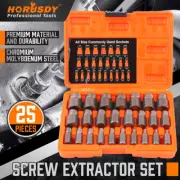 25 PC Multi-Spline Screw Extractor Set Hex Head Bit Socket Wrench Bolt Remover