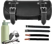 Motorcycle Seat Bag - Motorcycle Tool Pouch Handlebar Bag,Waterproof Leather Storage Organizer, Retro Pouch with Adjustable Straps for Front Fork, Tail Rack