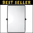 Vintage Metal Framed Bathroom Mirror - Tiltable Beveled Reflector for Styling