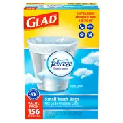 Glad Small Twist-Tie White Trash Bags, Fresh Clean Scent with Febreze Freshness