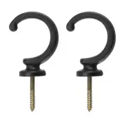 2Pcs Aluminum Alloy Wall Mounted Curtain Holdback Drapery Tieback Hooks, Black