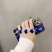 Plating Heart Metal Bracelet Phone Chain Case for iPhone 14 13 Pro Max 12 11 Mini XR XS X 7 8 Plus SE Cover for iPhone 13,Blue,for iPhone 13ProMax