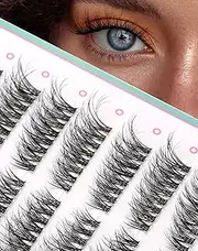 Cat Eye Lashes Clusters Individual Eyelashes Natural Look Extension Lash Cluster Wispy C/D Curl Eyelash Fake Fluffy DIY Athome Pre-styled 7 Pair-N03