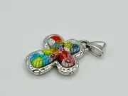 Pendant ITALY Alan K. Millefiori Floral Cross Pendant Sterling Silver 925 NWT