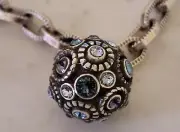 NWT Brighton ~HALO SPHERE Ball Silver BLUE PURPLE Crystal Chain Bracelet~JF5223
