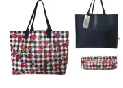 TOMMY HILFIGER Womens Tote Bag Talia Daisy Reversible Navy/Red/White NWT Dustbag