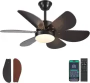 36" Ceiling Fans with Lights and Remote Black with 6 Revisable Blades DC motor