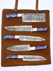 Custom Made Chef Knife Set (5-PCS) in Damascus Steel with Leather Bag