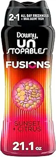 Downy Unstopables Fusions In-Wash Laundry Scent Booster Beads, Sunset and Citrus Scent, 21.1 oz, 2-in-1 All Day Freshness