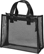 Ipetboom Mesh Makeup Bag Portable Nylon Toiletry Organizer for Women Lightweight Travel Pouch Handle Ample Space for Makeup and Essentials Versatile Design for Easy Access