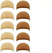 Light and Dark Brown Stocking Cap Stretchy Nylon Wig Caps, 10Pcs Wig Caps Nyl...