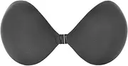 [LANREN] Women Lingerie Invisible Bras for Women Intimates Strapless Silicone Adhesive Bralette Psh Up Bra (Color : Black, Cup Size : D)