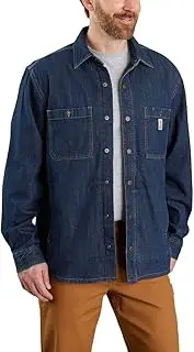 [CARHARTT] Men's Relaxed Fit Denim Fleece Lined Snap-Front Shirt Jac