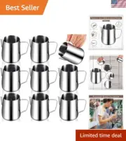 8 Pcs Milk Frothing Pitcher Espresso Steaming Pitchers 12 Oz Stainless Steel ...
