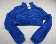 Adidas Originals x Jeremy Scott Women's Large Blue Velour Track Top Bra H50965